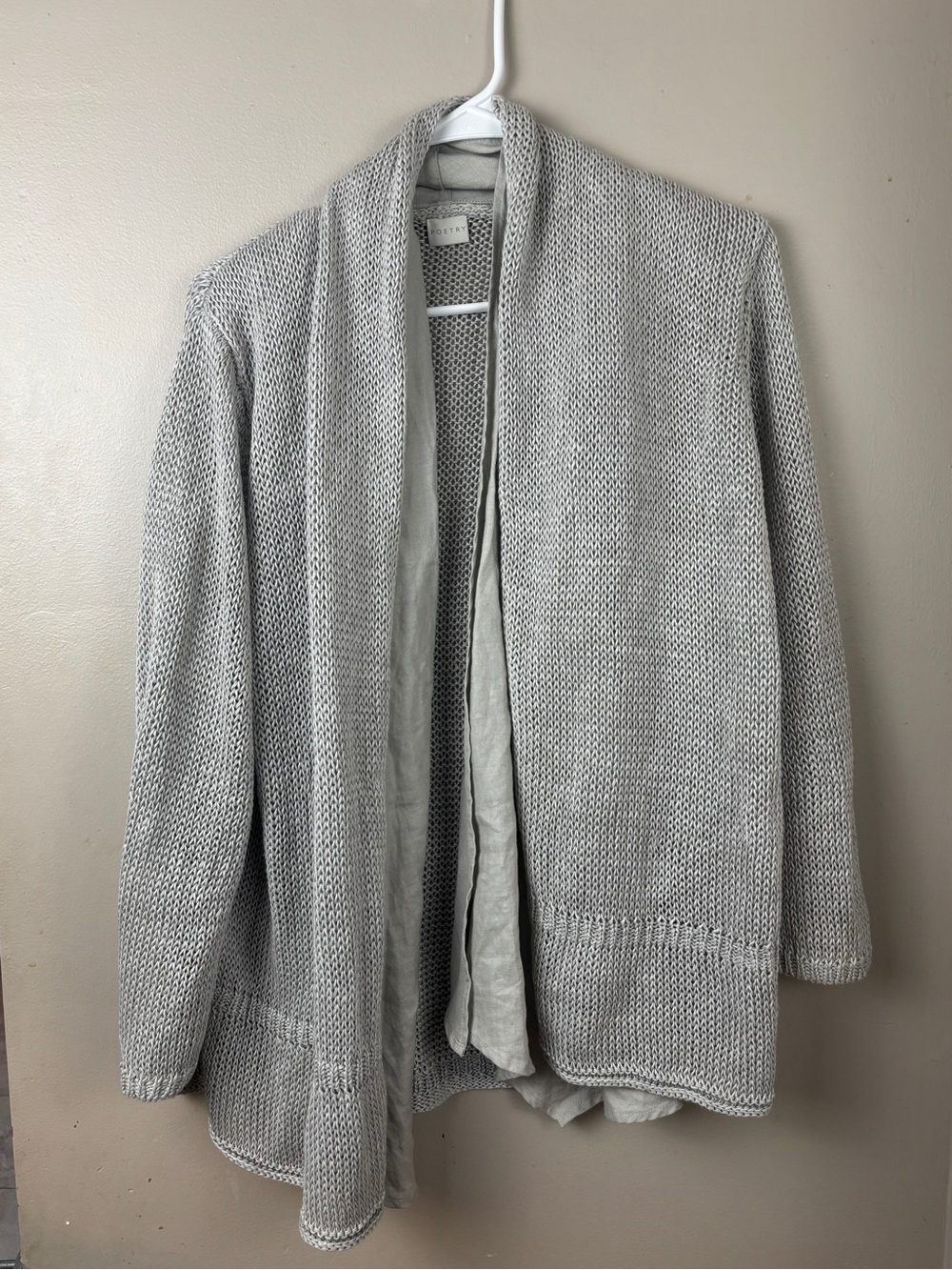 Poetry Light Gray Open-Front Knit Cardigan